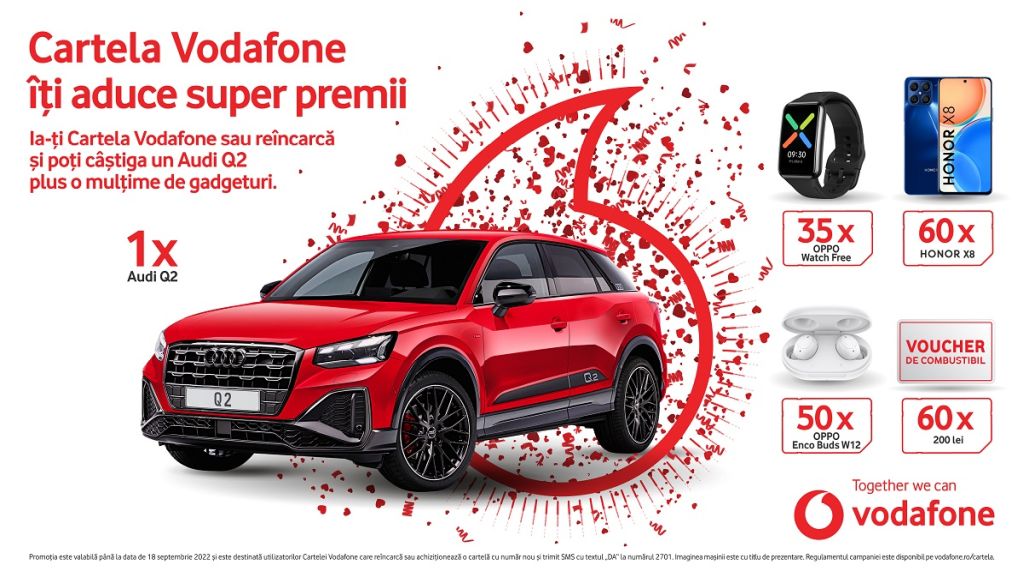 Vodafone lanseaza tombola Super Premii la Cartela Vodafone, cu un Audi Q2 rosu ca premiu cel mare