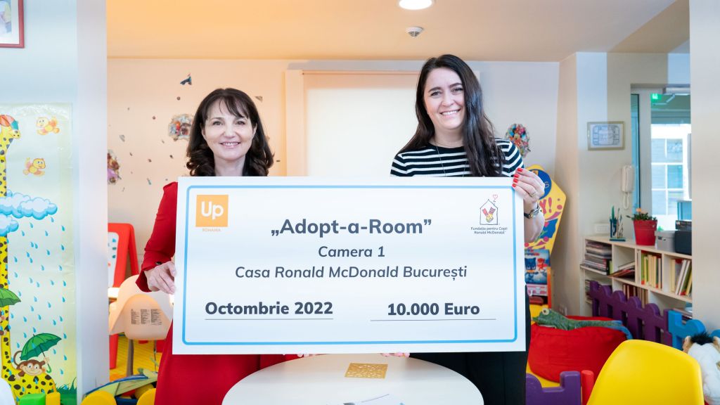 Up Romania sponsorizeaza cazarea parintilor cu copii internati pe termen lung, ca partener al Fundatiei pentru Copii Ronald McDonald Bucuresti