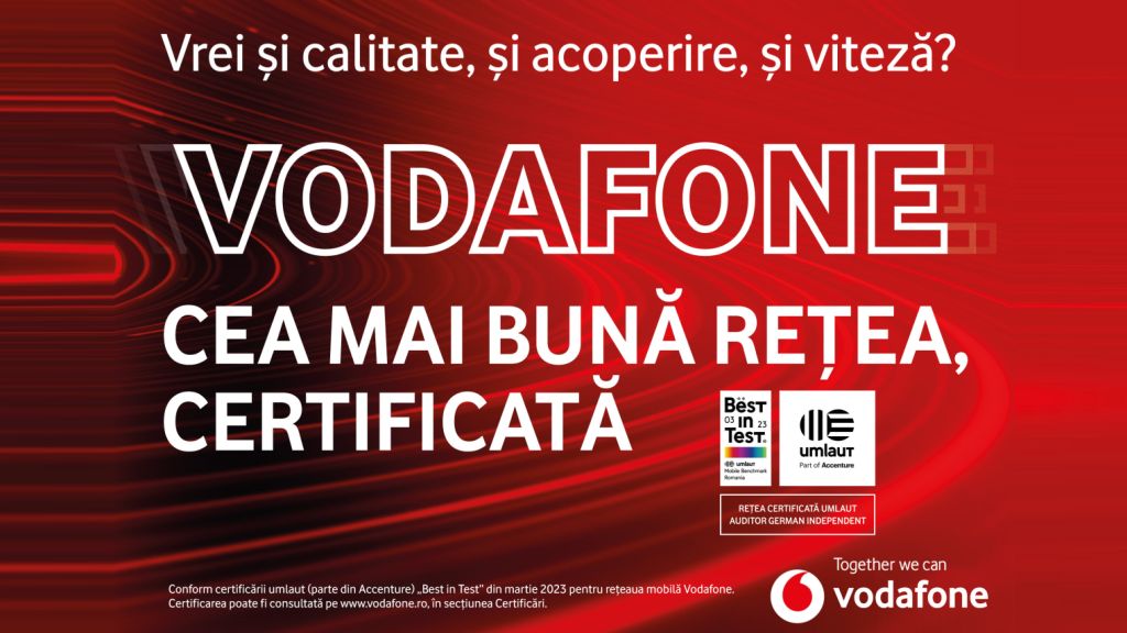 Vodafone a primit certificarea umlaut „Best in Test” pentru cea mai buna retea mobila din Romania