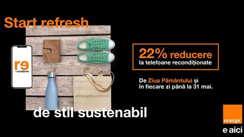 On Earth Day, Orange Romania celebrates 2 years of the Re program with a campaign offering customers a 22% discount on the purchase of a refurbished phone