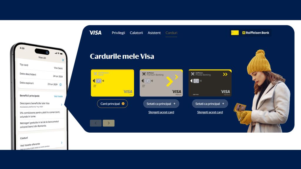 Raiffeisen Bank offers, for the first time in Romania, access to the my Visa benefits platform, directly from the Smart Mobile application