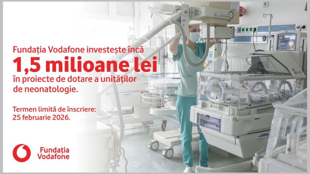 Vodafone Foundation invests another 1.5 million lei in equipping neonatology units in Romania
